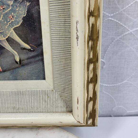 VTG Carina Ballet Lithograph Framed 11" Wood Shadow Box Gold MCM Wall Art - Picture 13 of 16